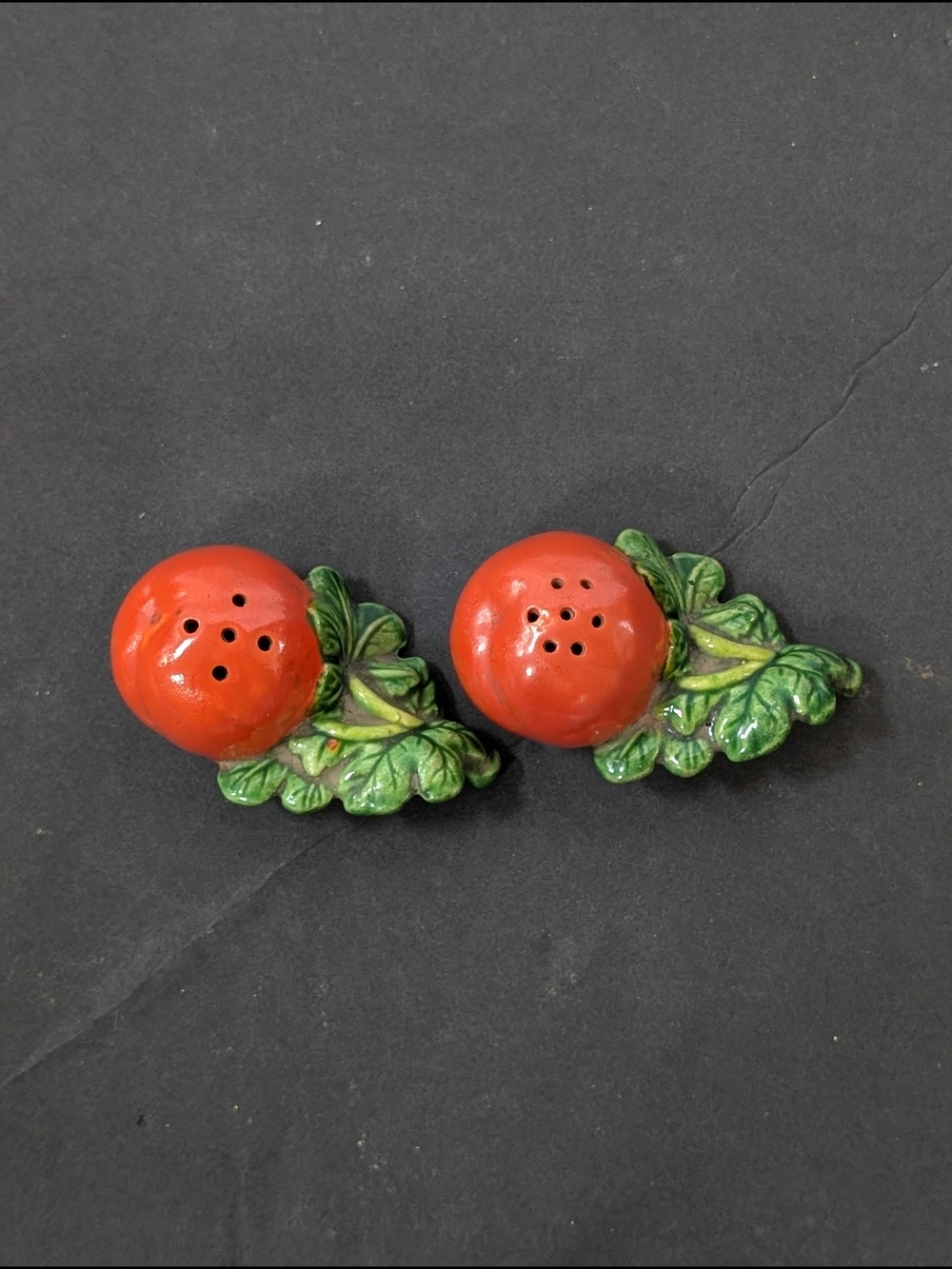 Bright Red Ceramic Tomato Salt and Pepper Shakers - Home Accents